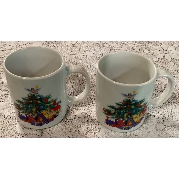 BIA Cordon Bleu White Christmas Tree Porcelain Mugs Set of 2 Coffee Cups - Picture 2 of 10